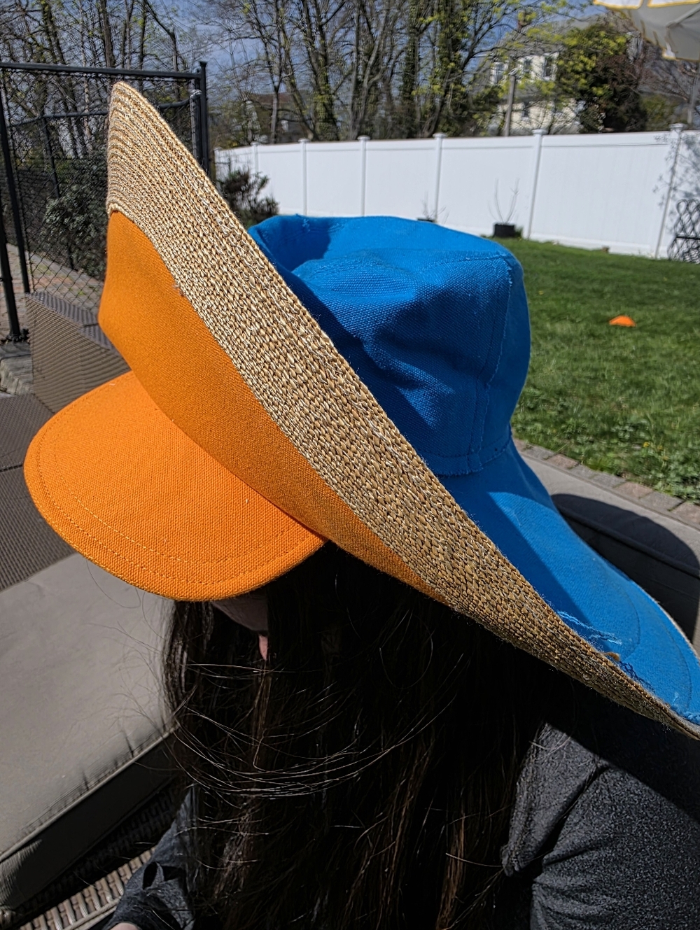 Lola Hats Wide Brim Sun Hat in Bright Blue And Orange